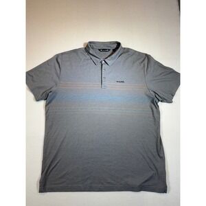 Travis Mathew Men's XXL Gray Striped Golf Polo Shirt Short Sleeve